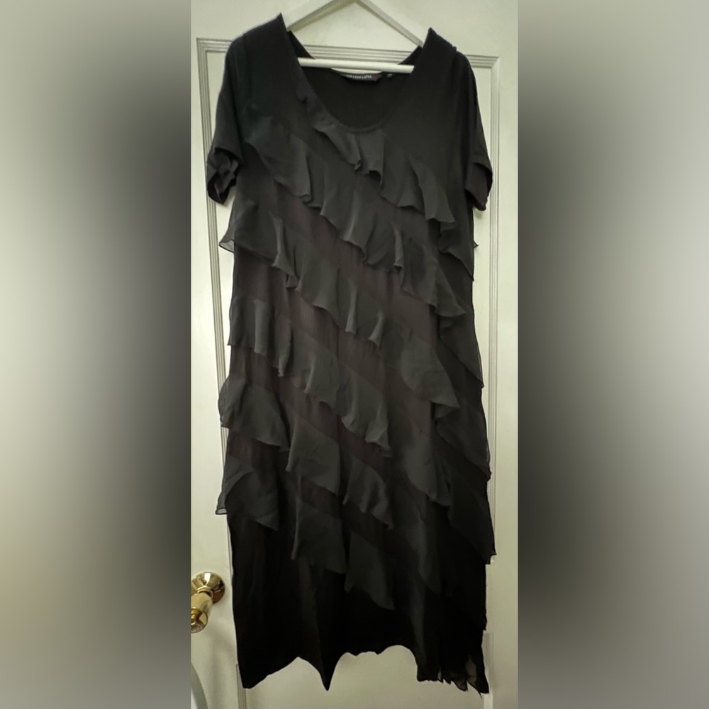 Colleen Lopez Black Asymmetrical Ruffle Dress